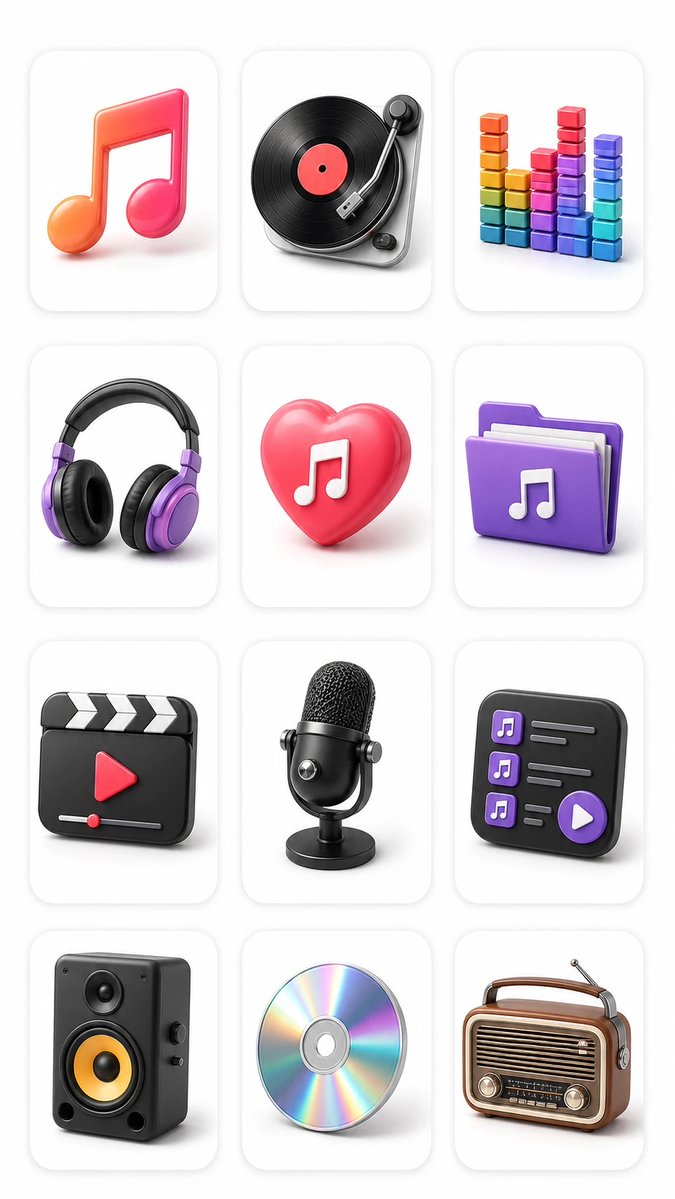 AI image generated from the “3D Music Player Icon Set” prompt