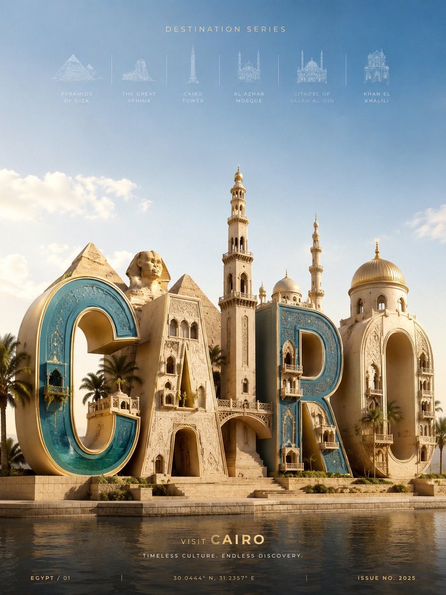 AI image generated from the “3D Travel Typography Poster” prompt