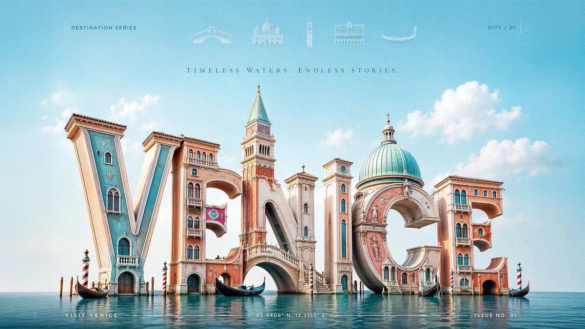 AI image generated from the “3D Typography Travel Poster” prompt
