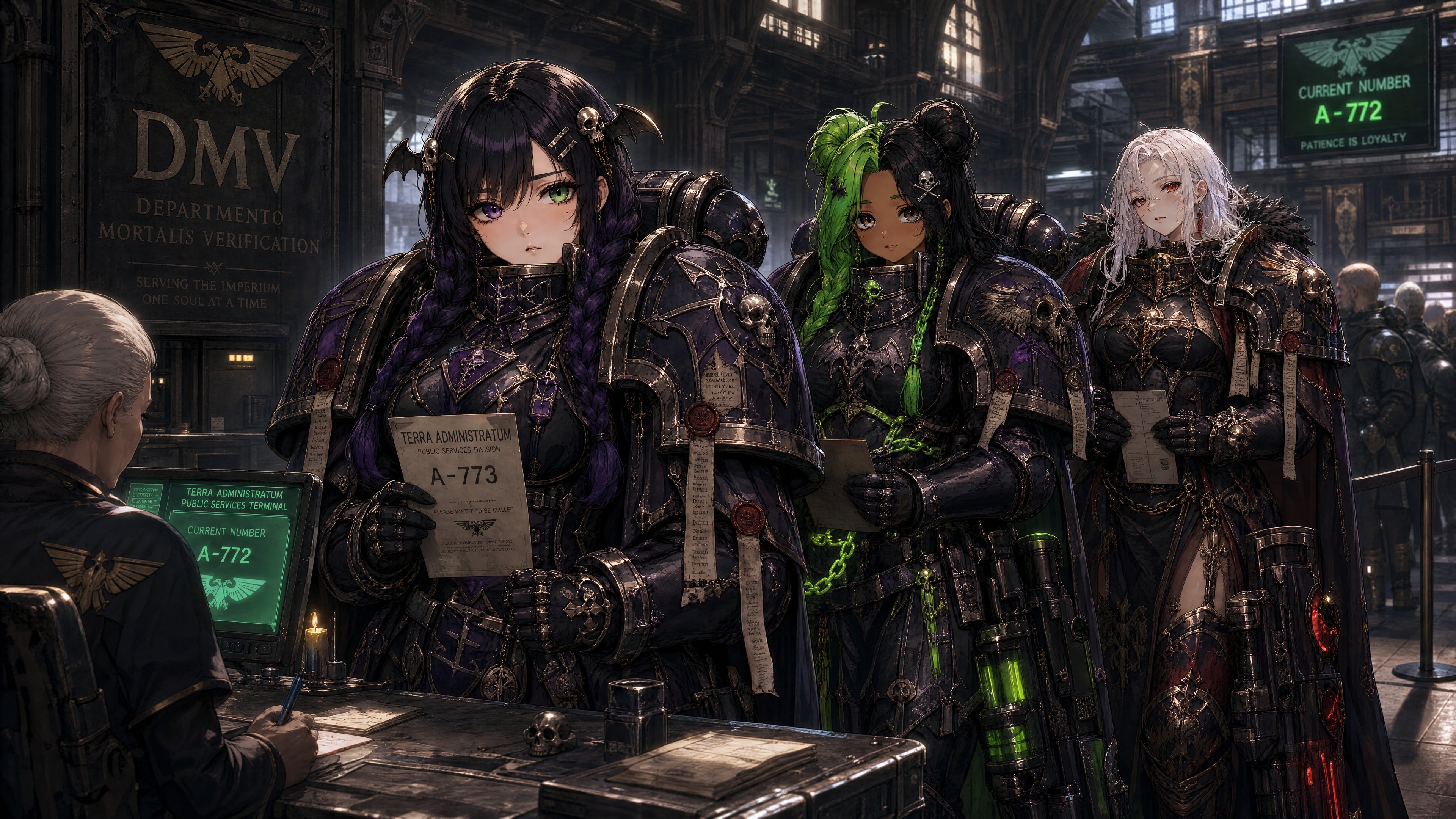 AI image generated from the “40K Power Armour Squad Portrait” prompt