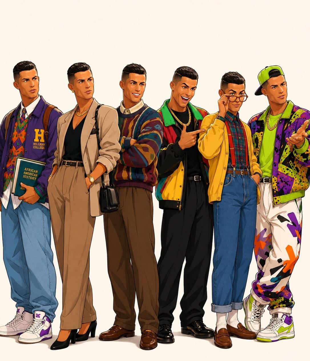 AI image generated from the “90s Sitcom Fashion Character Lineup” prompt
