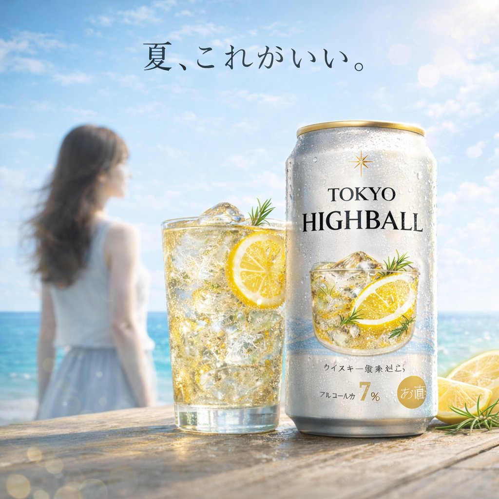 AI image generated from the “A bright, summery commercial product photography shot” prompt