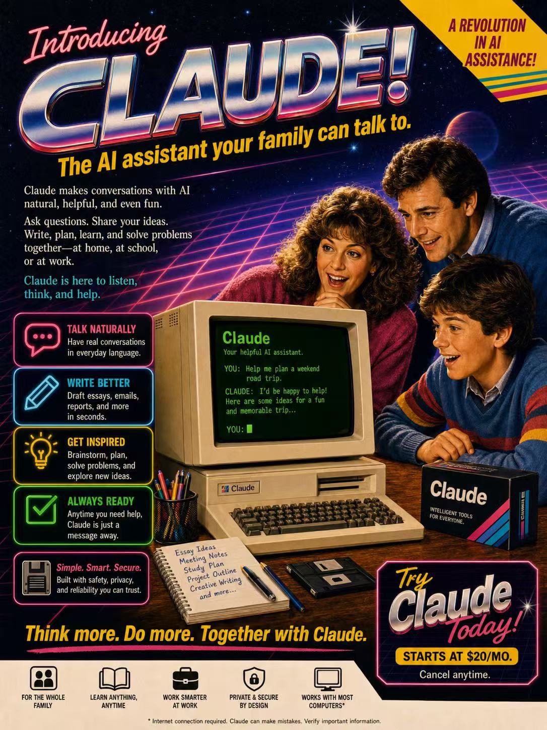 AI image generated from the “A fictional 1980s magazine advertisement poster introducing” prompt