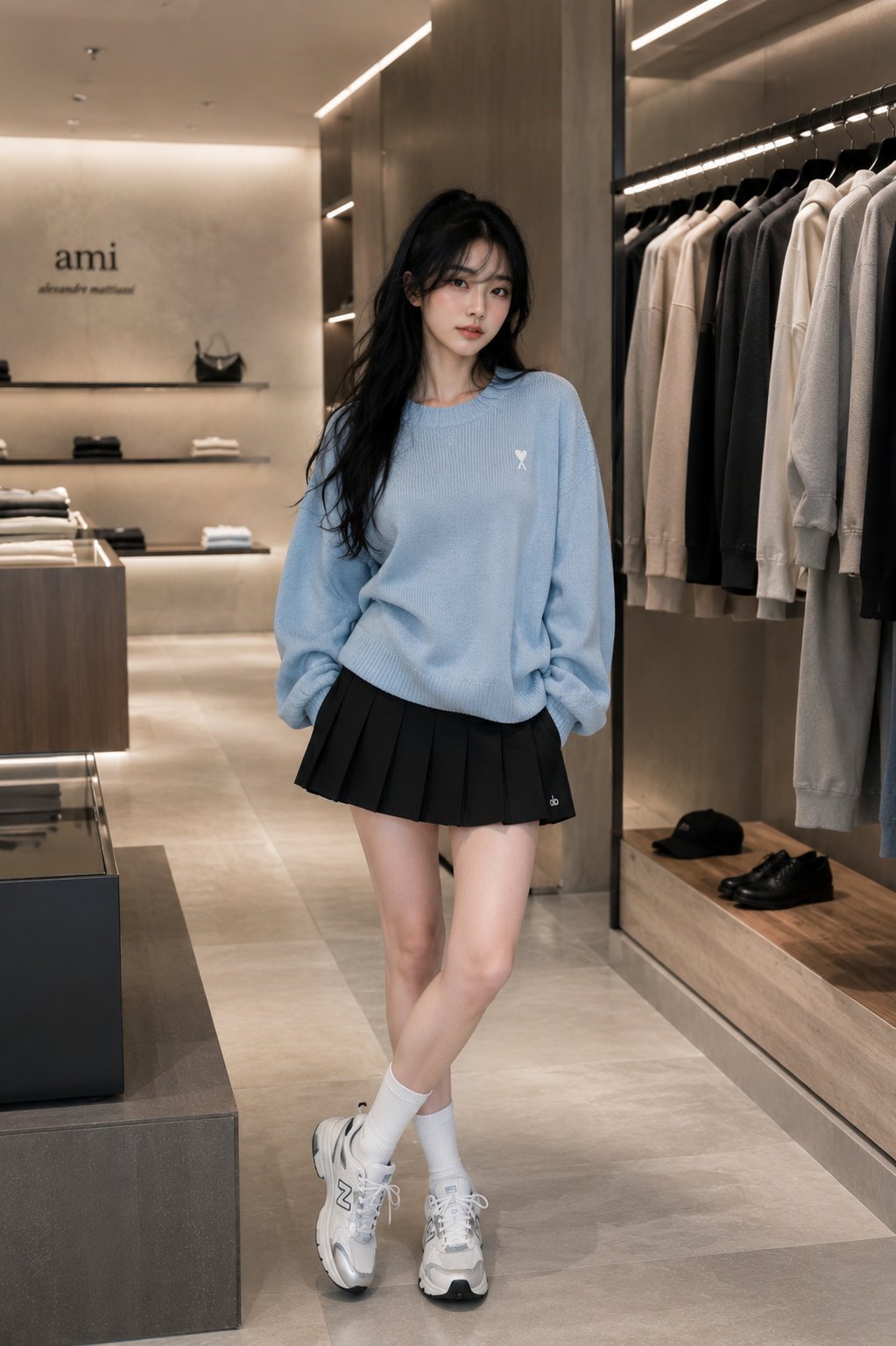 AI image generated from the “A full-body editorial fashion photograph of a beautiful young” prompt