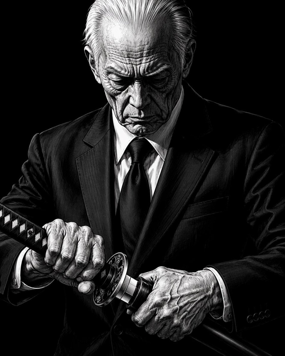 AI image generated from the “A high-contrast, black-and-white illustration of an elderly” prompt