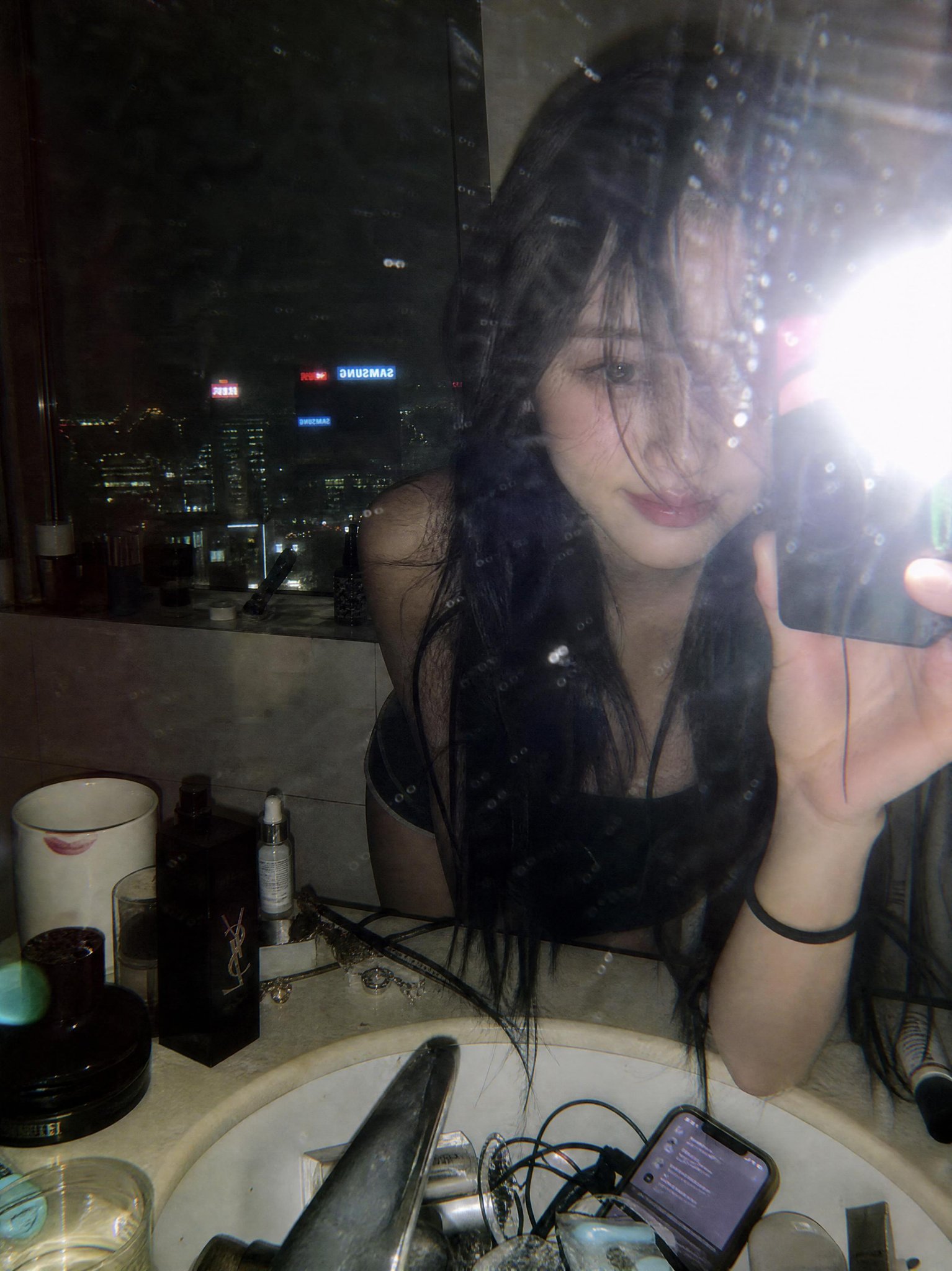 AI image generated from the “A moody late-night mirror selfie captured in a luxury” prompt
