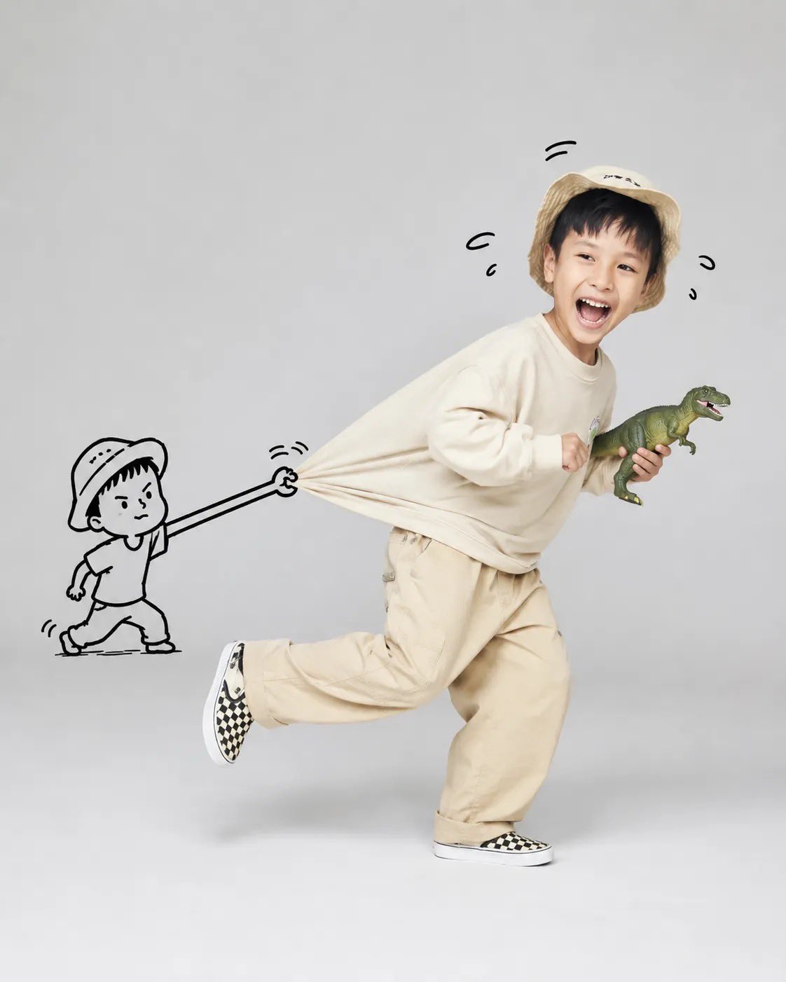 AI image generated from the “A playful, high-key studio portrait of running joyfully” prompt