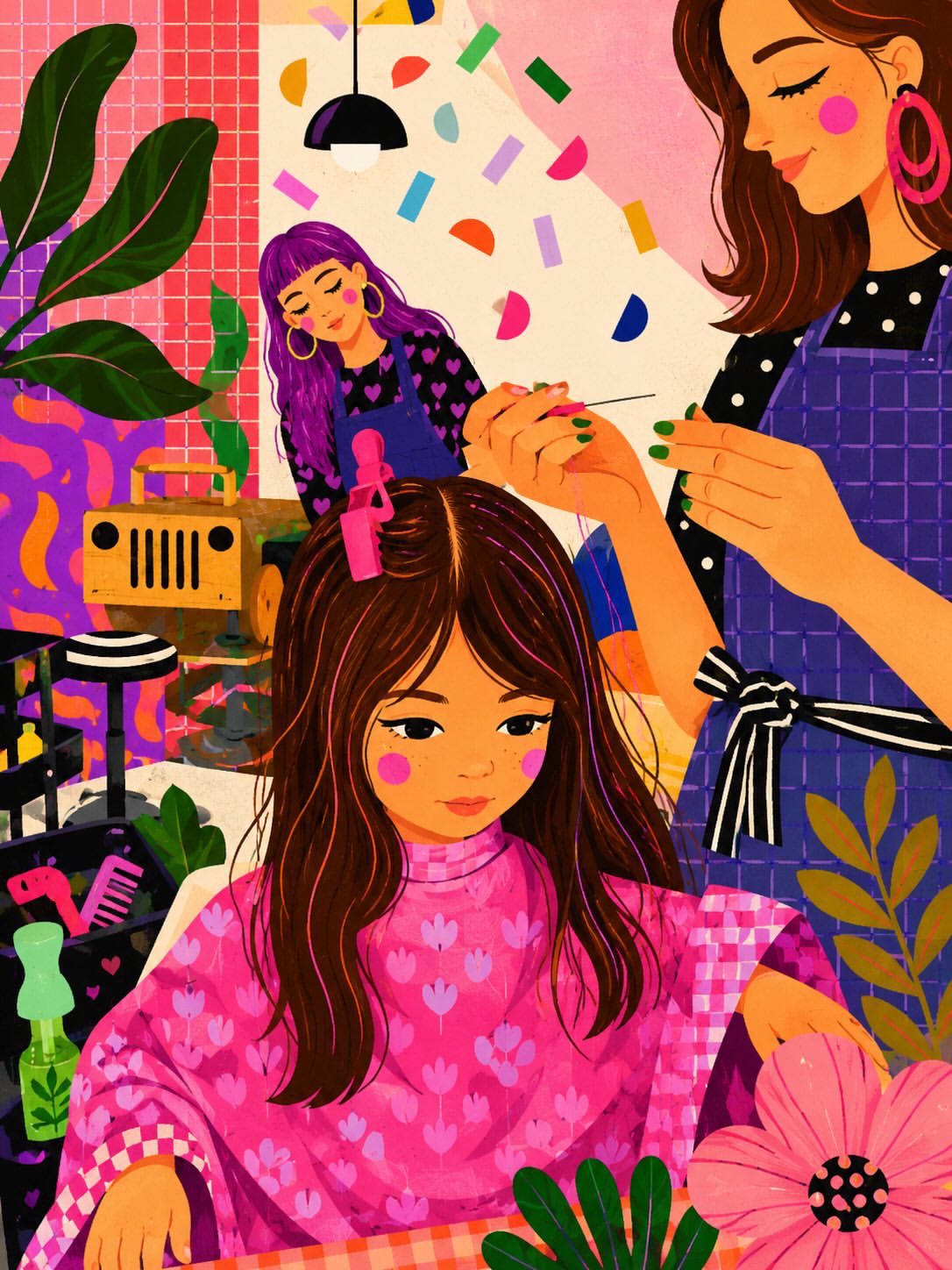 AI image generated from the “A vibrant whimsical digital illustration of a cozy indie hair” prompt