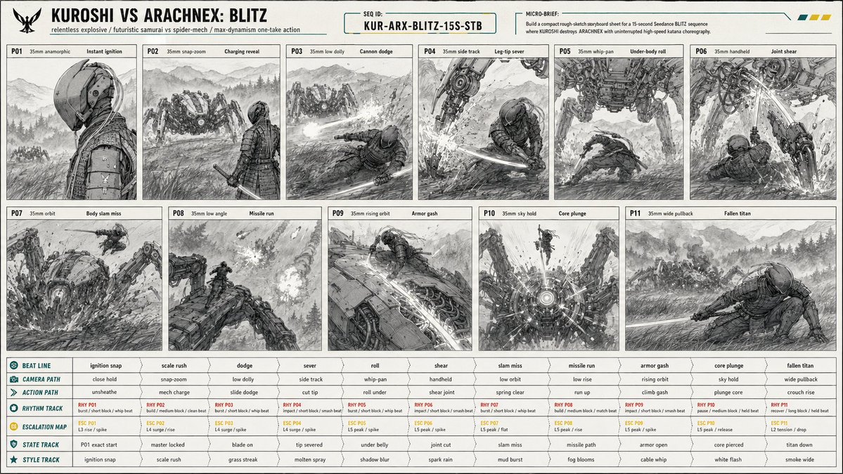 AI image generated from the “Action Storyboard Sheet” prompt