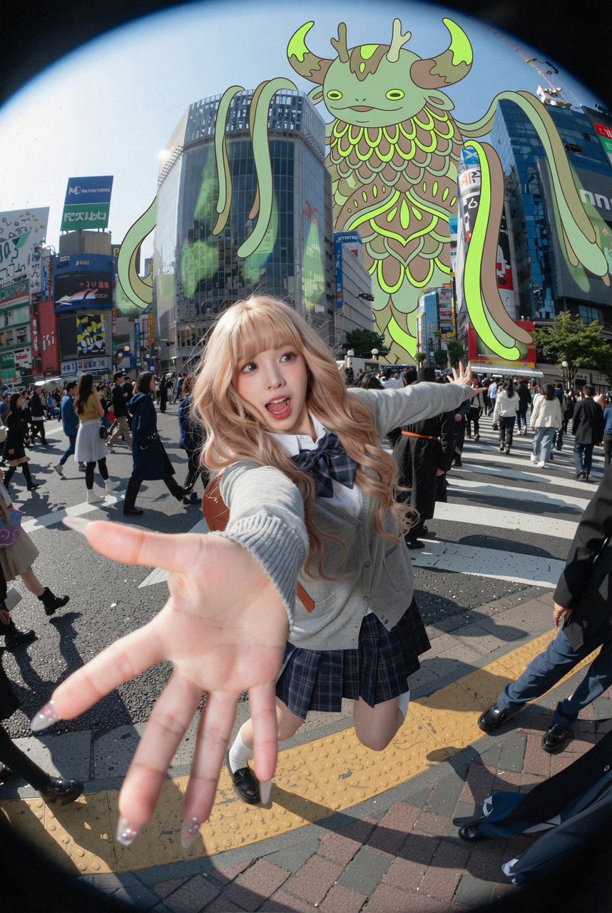 AI image generated from the “Add Giant Creature to City Image” prompt