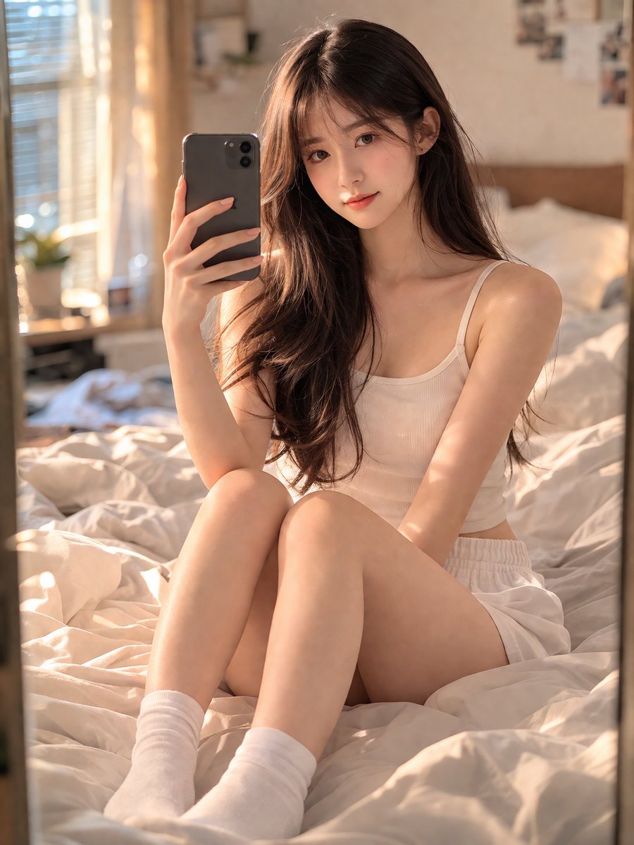 AI image generated from the “温馨卧室里的少女自拍” prompt