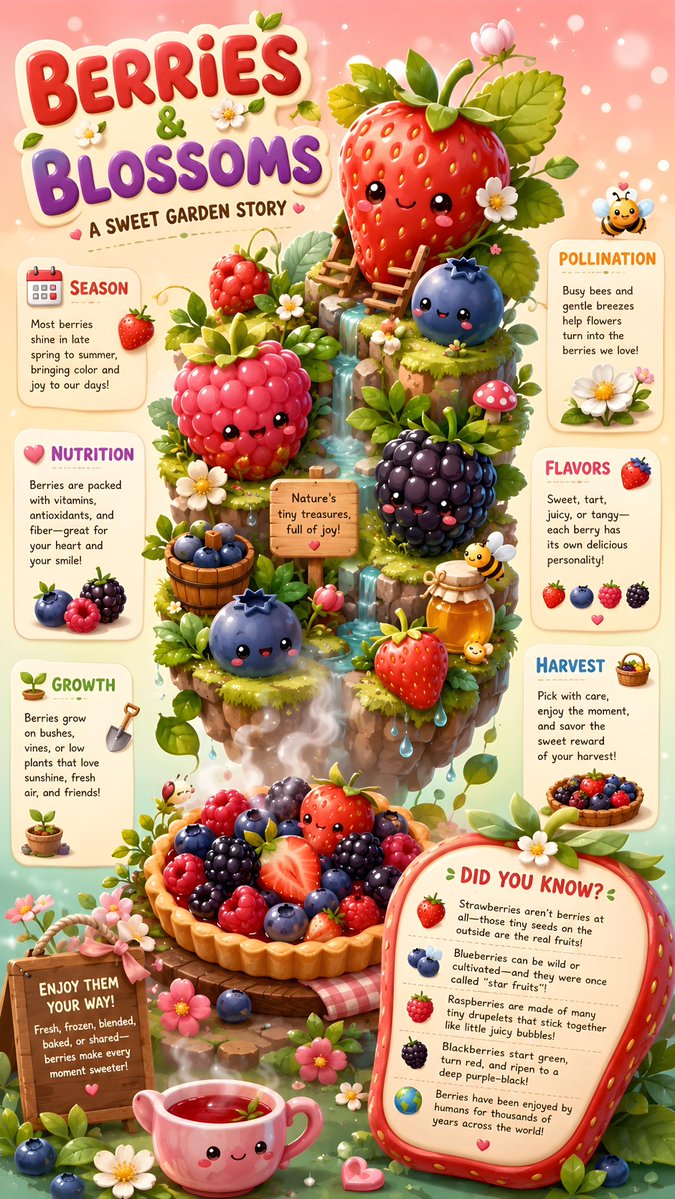 AI image generated from the “Berries and Blossoms Infographic Poster” prompt