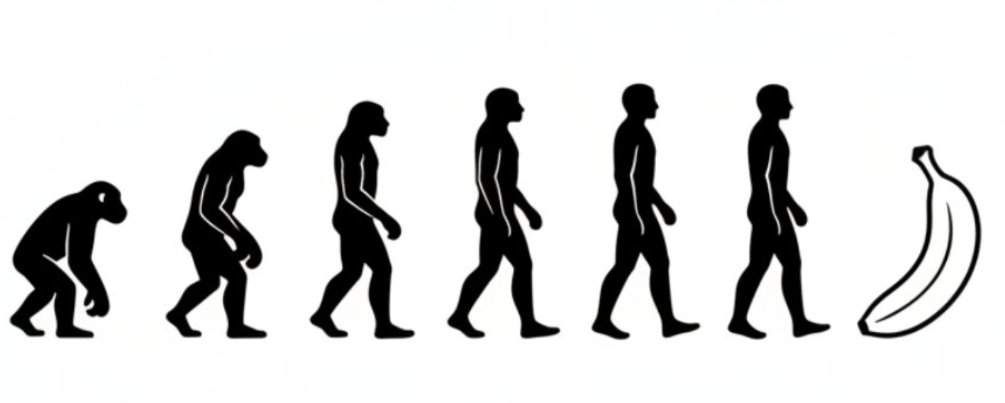 AI image generated from the “Black and White Evolution Chart” prompt