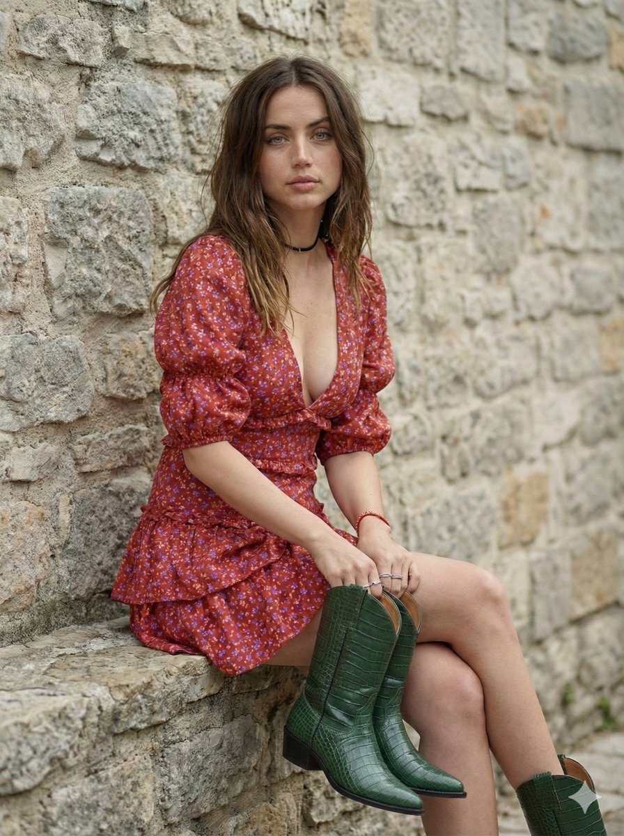 AI image generated from the “Boho Stone-Wall Portrait” prompt