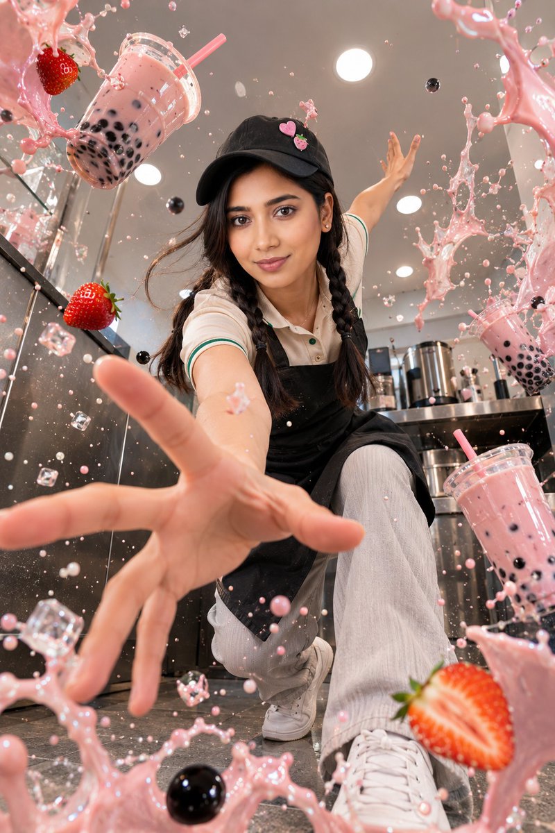 AI image generated from the “Bubble-Tea Shop Action Portrait” prompt
