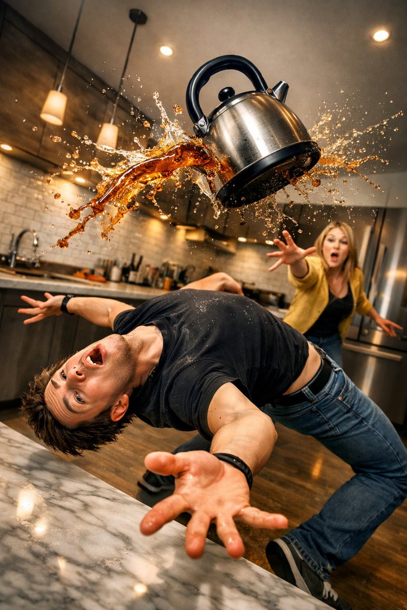 AI image generated from the “Chaotic Kitchen Freeze-Frame” prompt