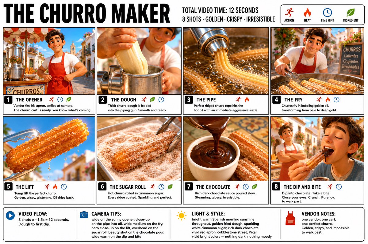 AI image generated from the “Churro Maker Storyboard Poster” prompt