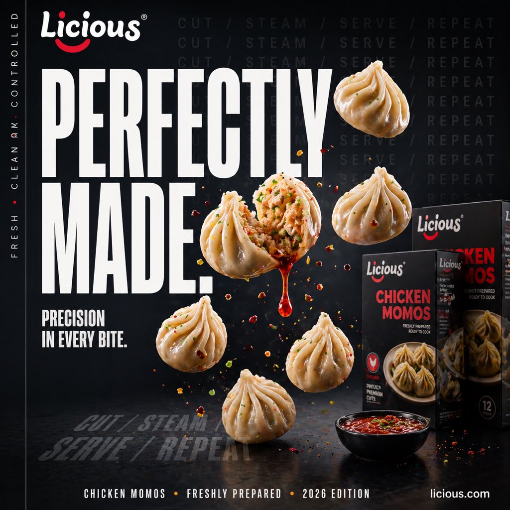 AI image generated from the “Cinematic Chicken Momos Ad Poster” prompt