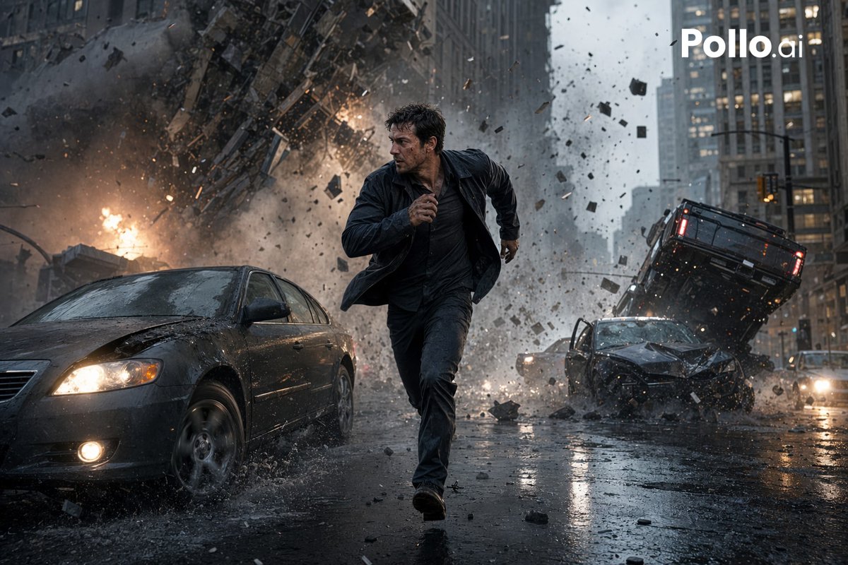 AI image generated from the “Cinematic City Explosion Chase” prompt