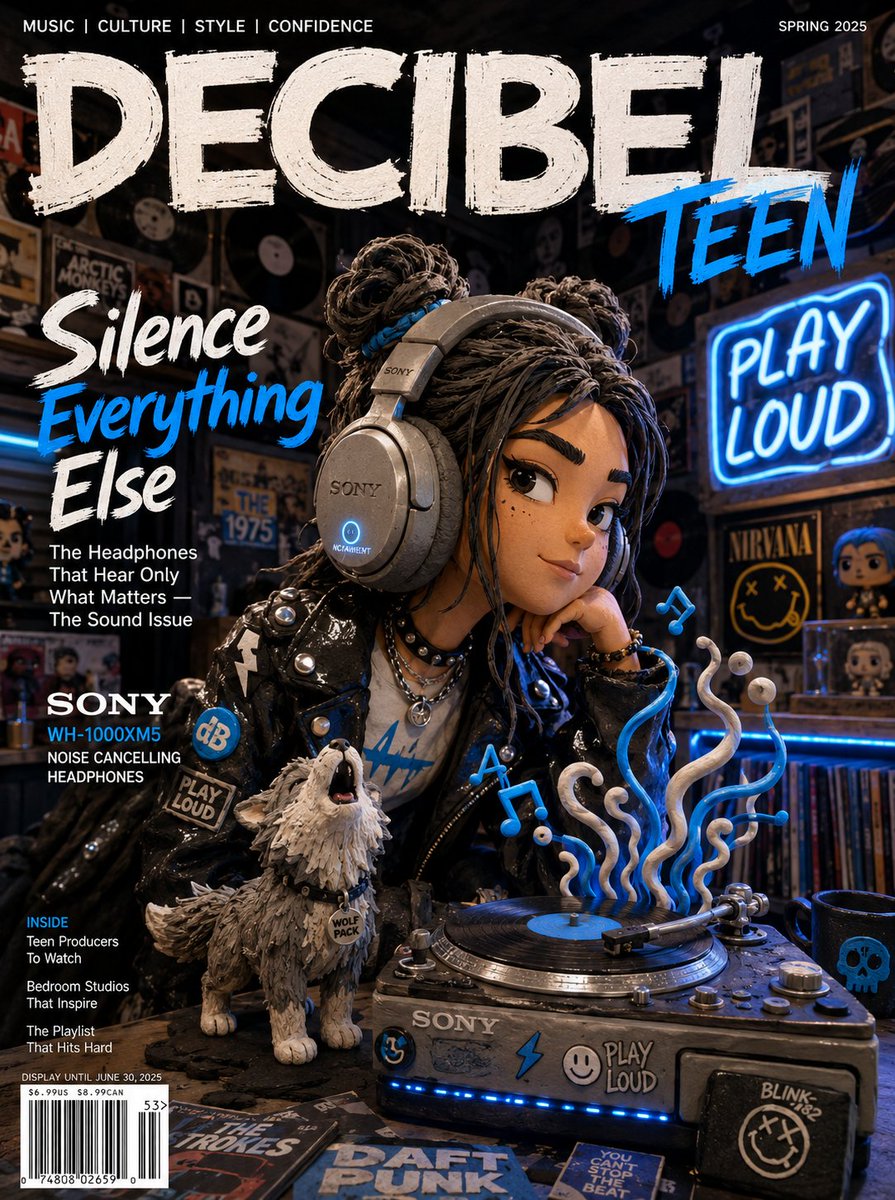 AI image generated from the “Claymation Teen Girl with Headphones” prompt