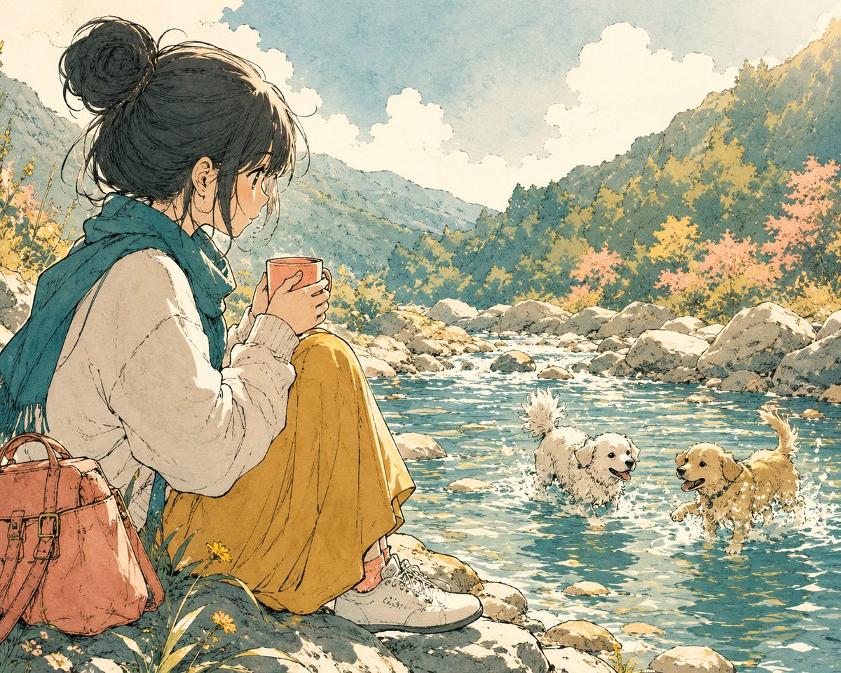 AI image generated from the “Coffee Girl By the River” prompt