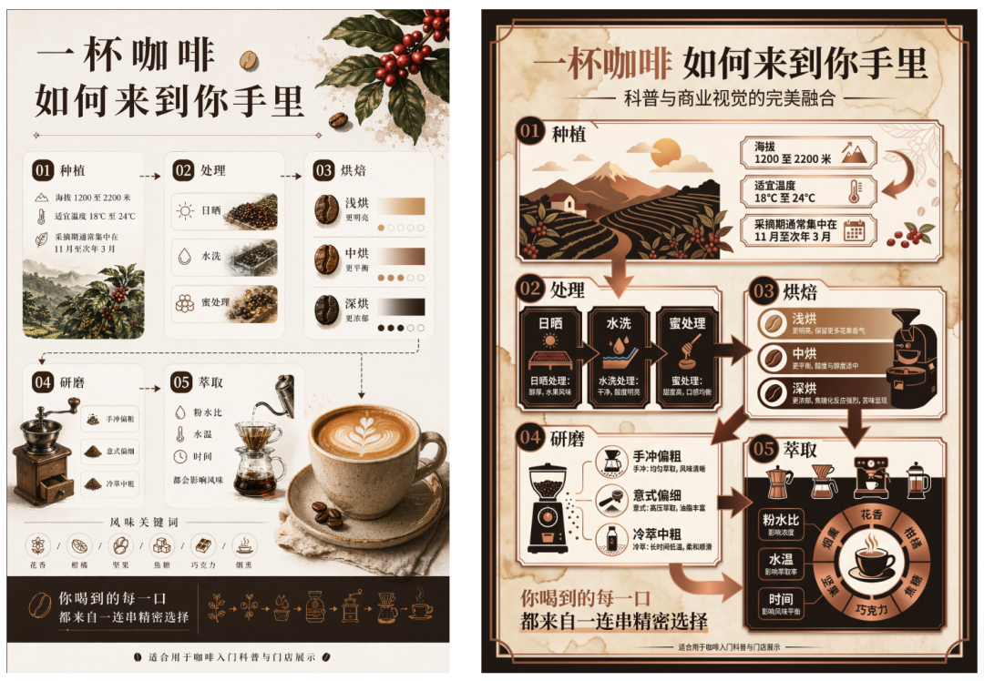AI image generated from the “Coffee Journey Infographic” prompt