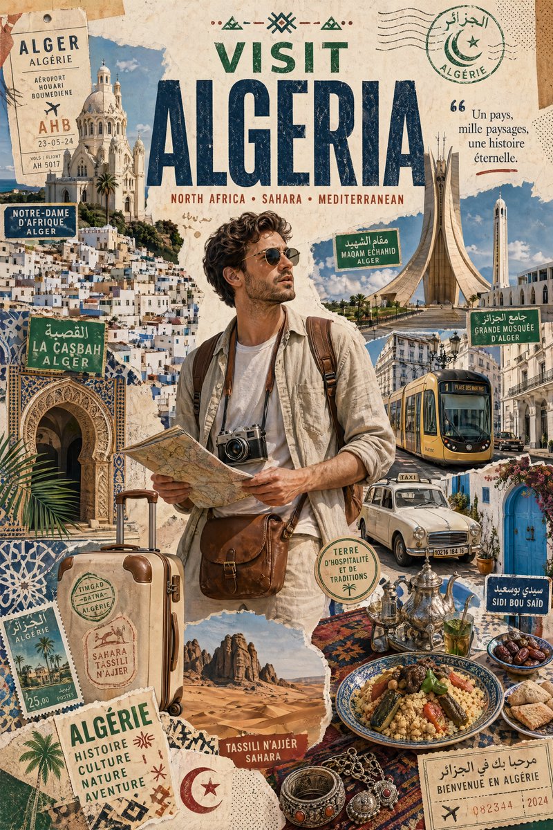 AI image generated from the “Country Stylized Travel Poster Collage” prompt