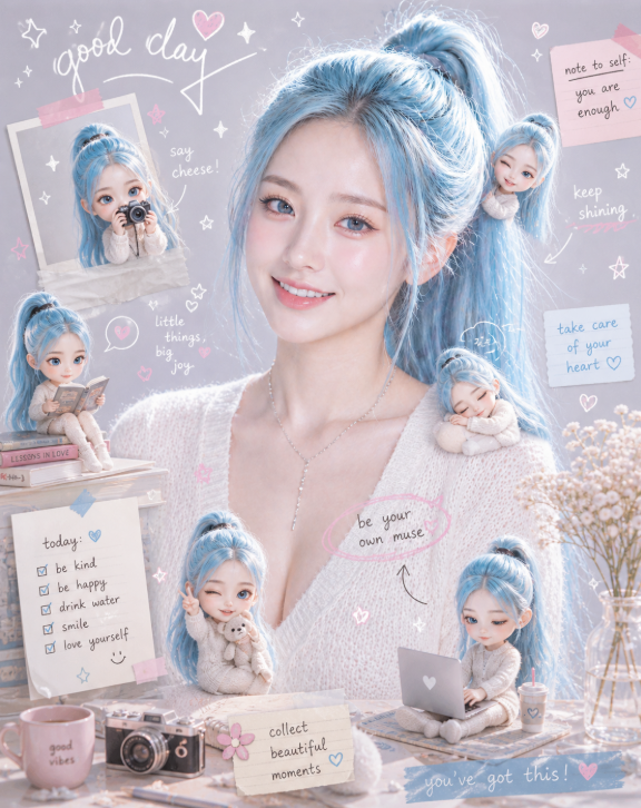 AI image generated from the “Cozy Scrapbook Mini Alter Egos” prompt