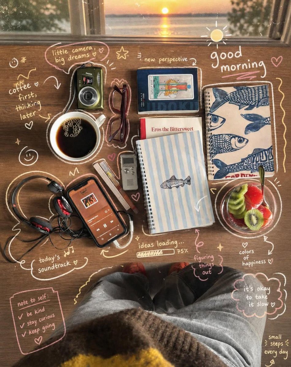 AI image generated from the “Cozy Sunrise Desk Flatlay” prompt