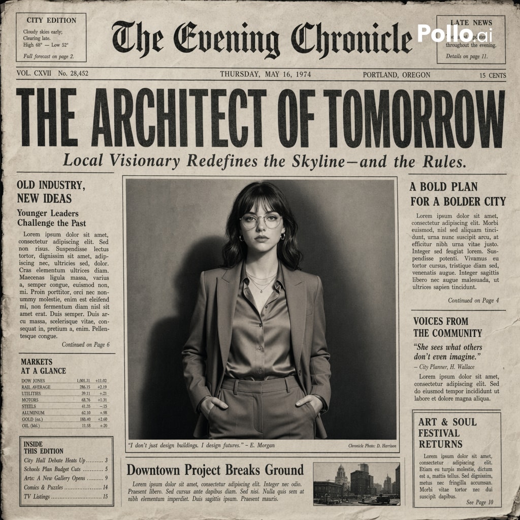 AI image generated from the “Create the most realistic front page design of a vintage newspaper…” prompt