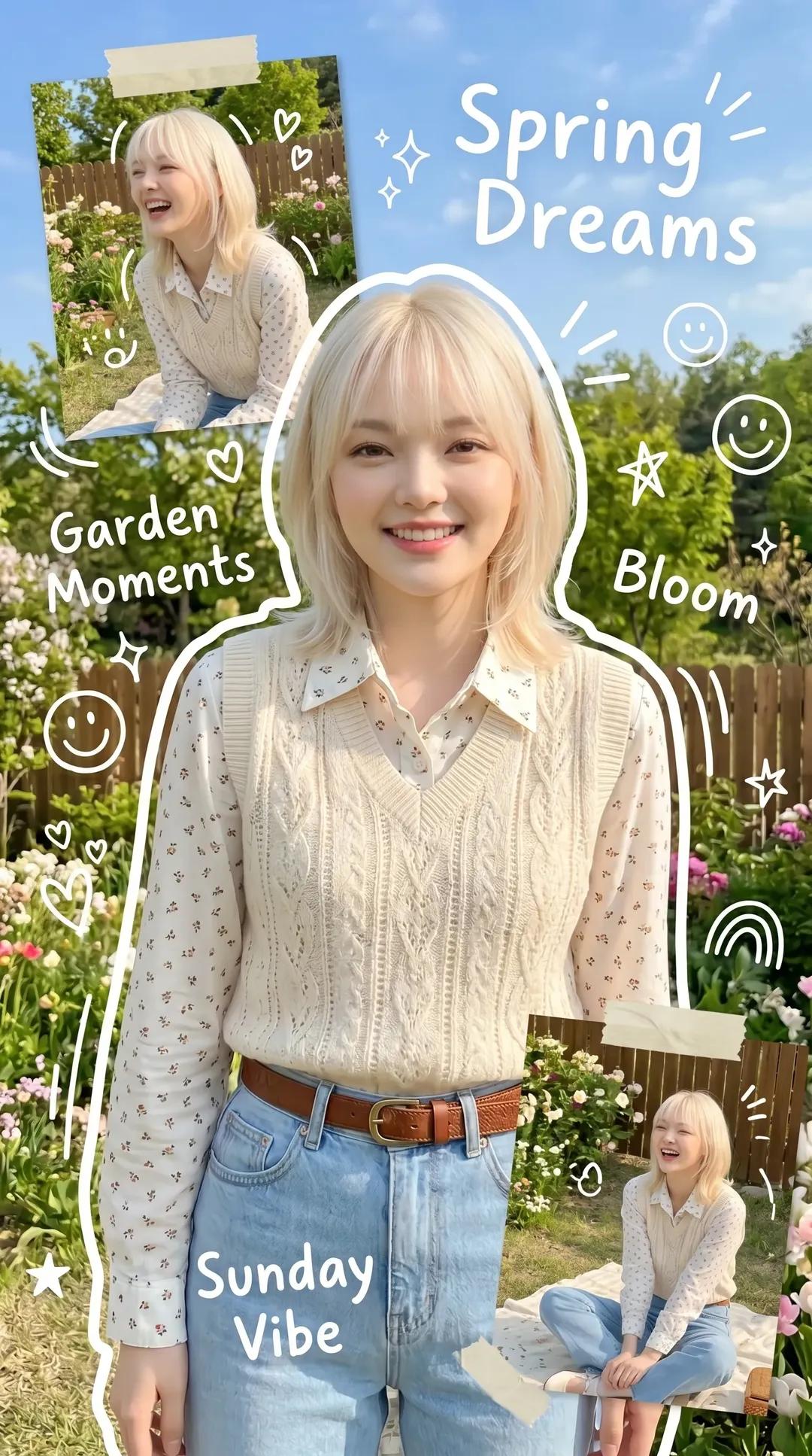 AI image generated from the “Cute Korean spring aesthetic scrapbook poster, dreamy” prompt