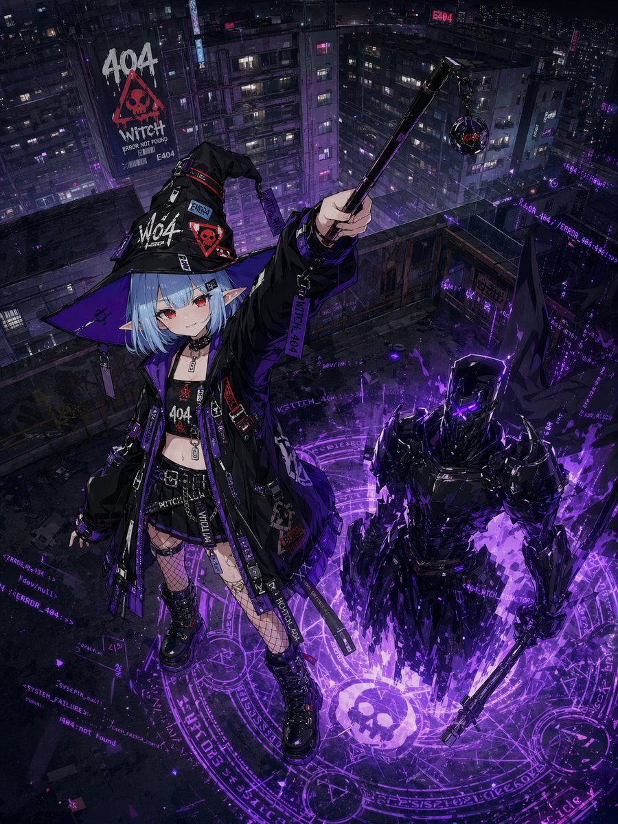 AI image generated from the “Cyberpunk 404 Witch Summoning” prompt