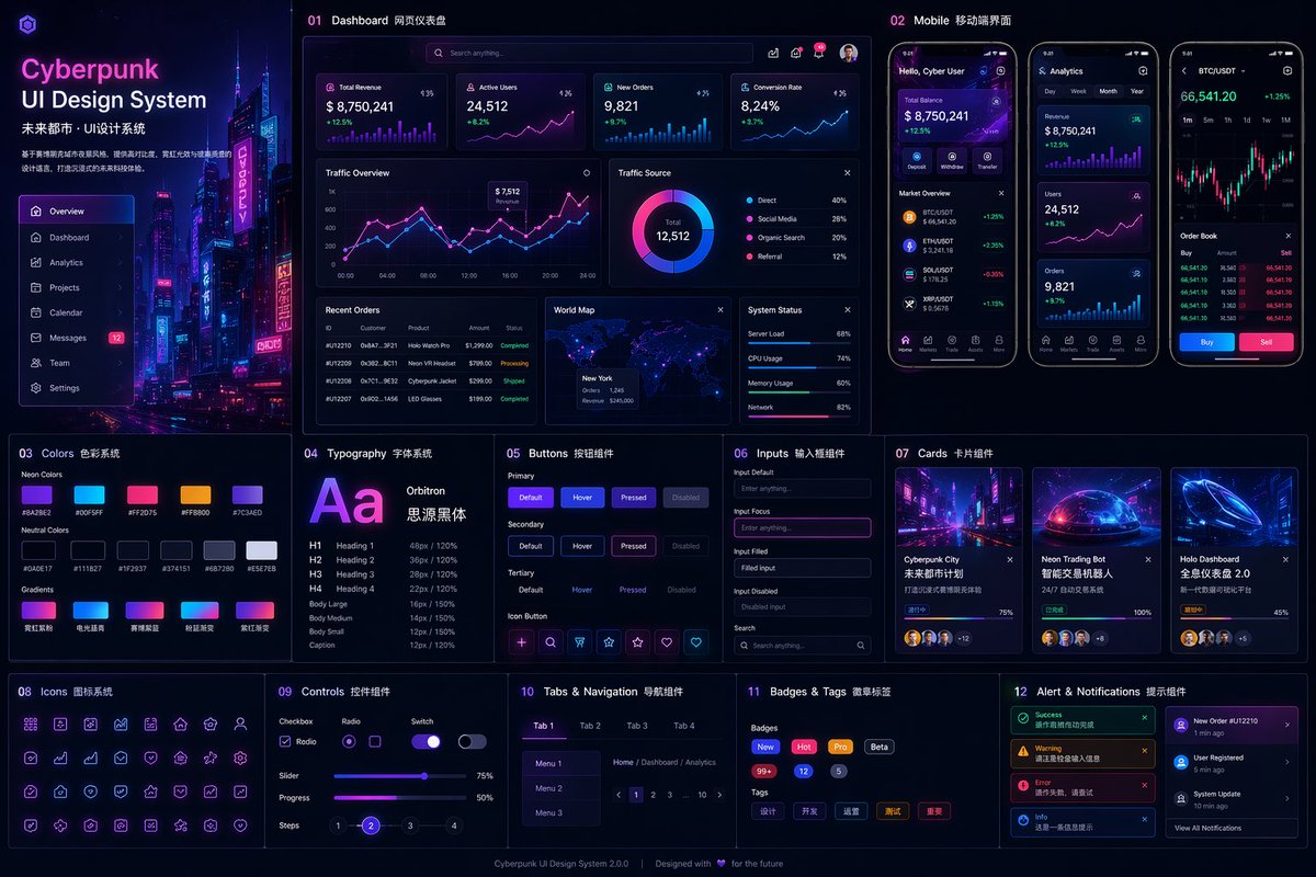 AI image generated from the “Cyberpunk Neon UI Design System” prompt