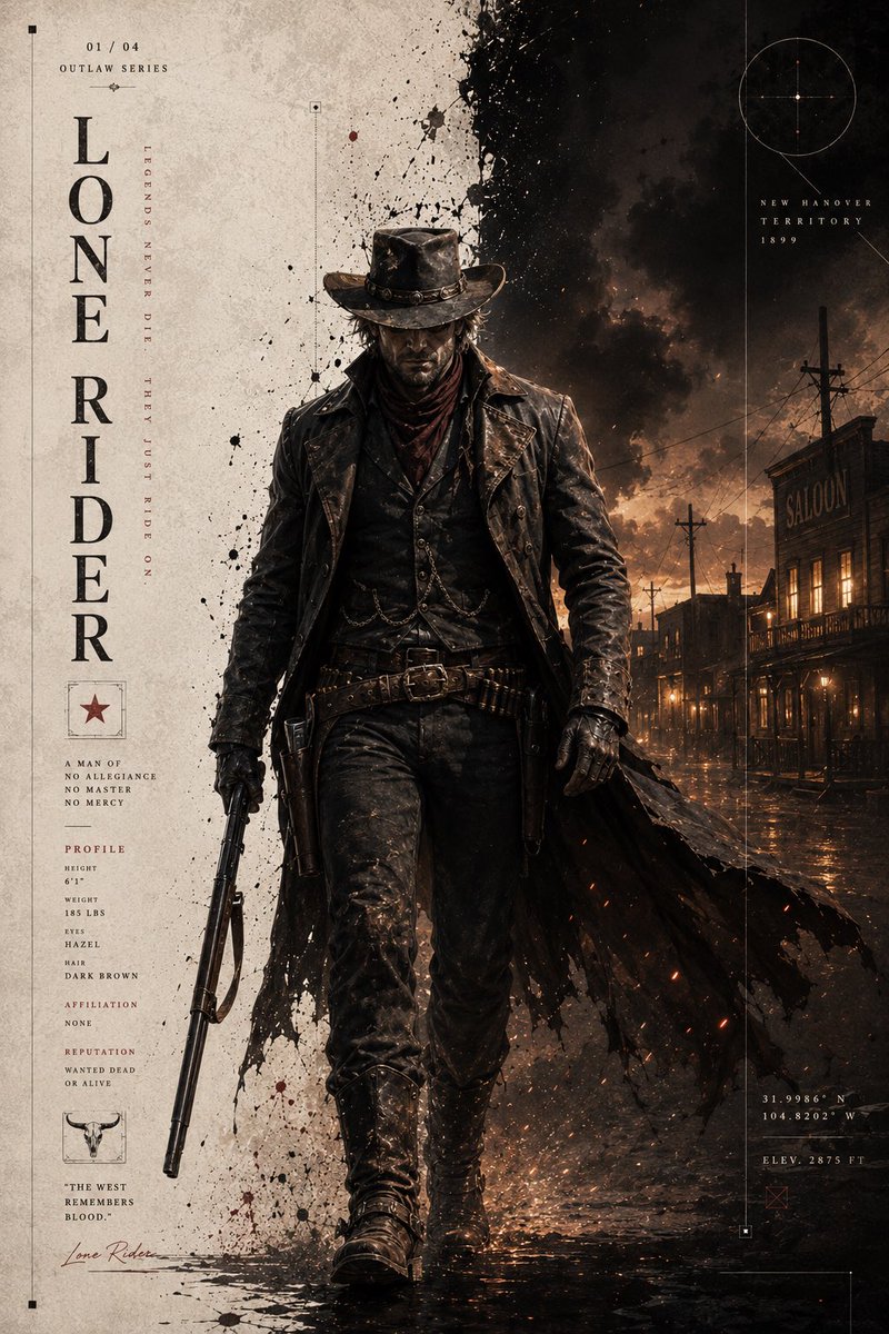 AI image generated from the “Dark Western Outlaw Poster” prompt