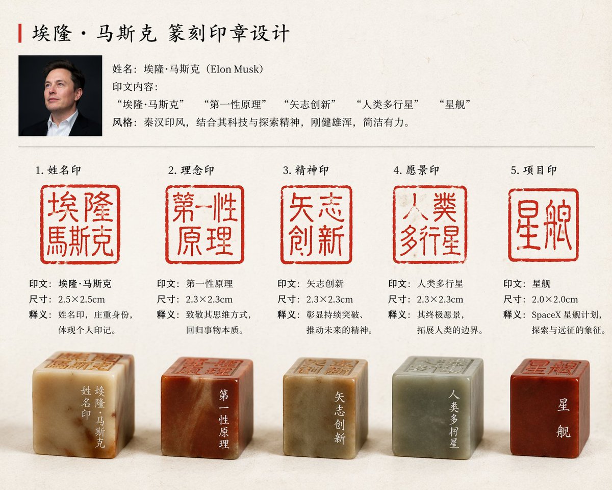 AI image generated from the “马斯克专属篆刻印章设计” prompt