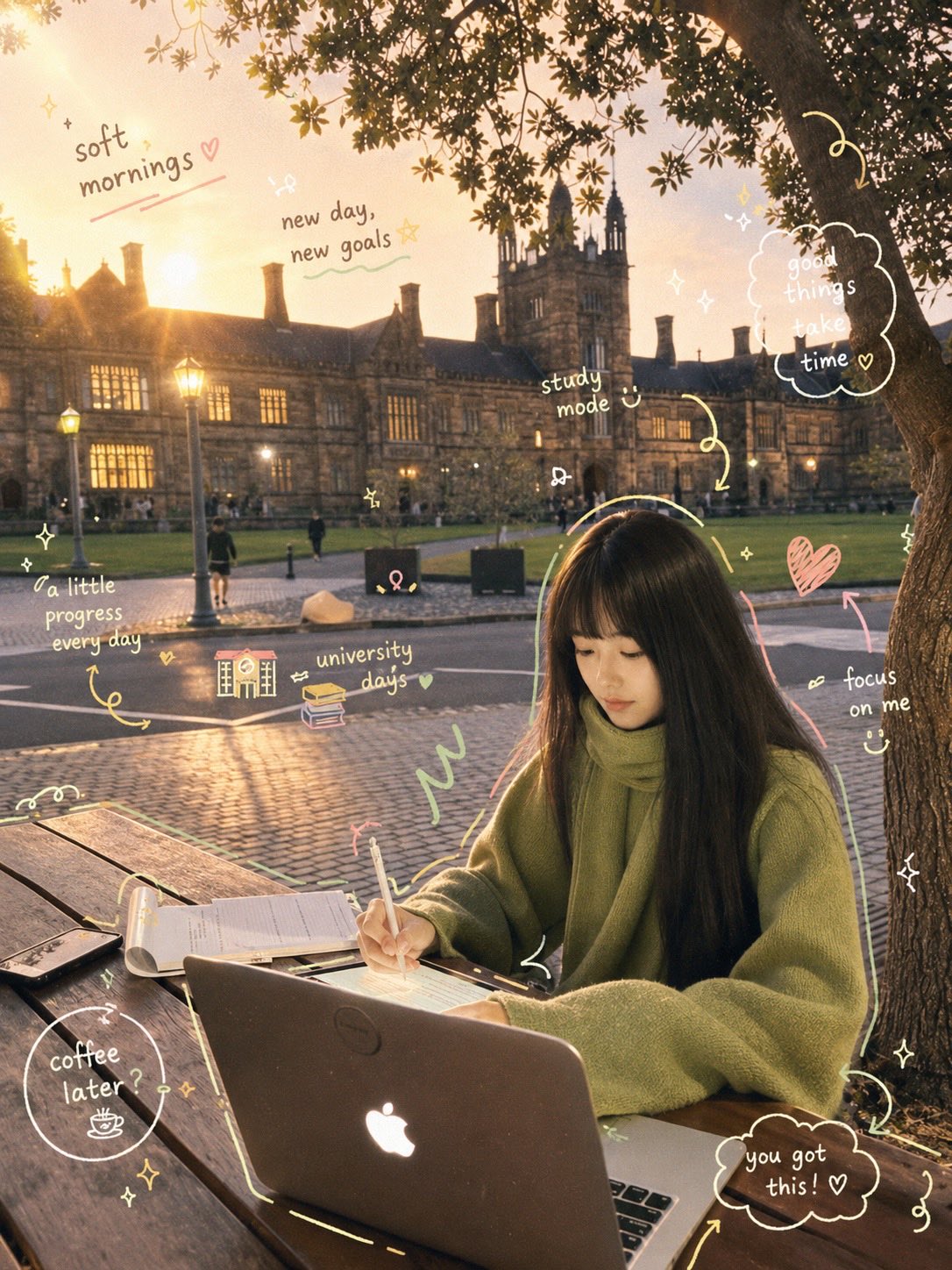AI image generated from the “Dreamy cinematic study aesthetic, young Asian girl with long” prompt