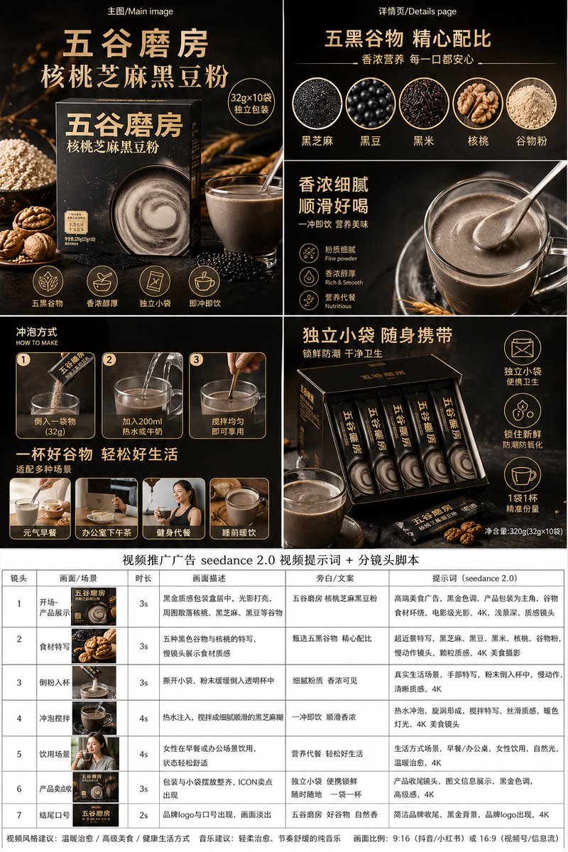 AI image generated from the “E-commerce Main Image - Premium Grain Powder Ad Board” prompt