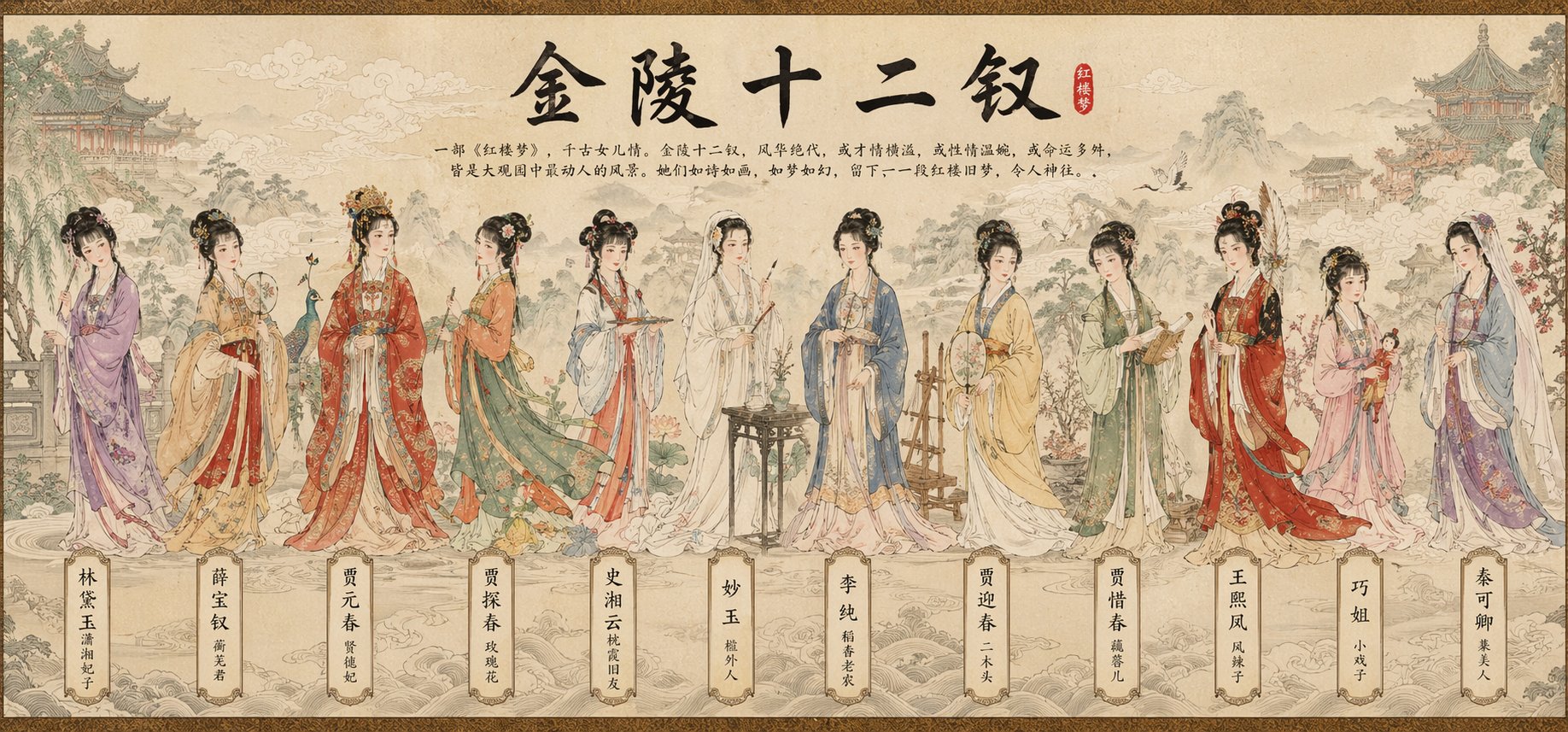 AI image generated from the “国风工笔八仙长卷插画” prompt