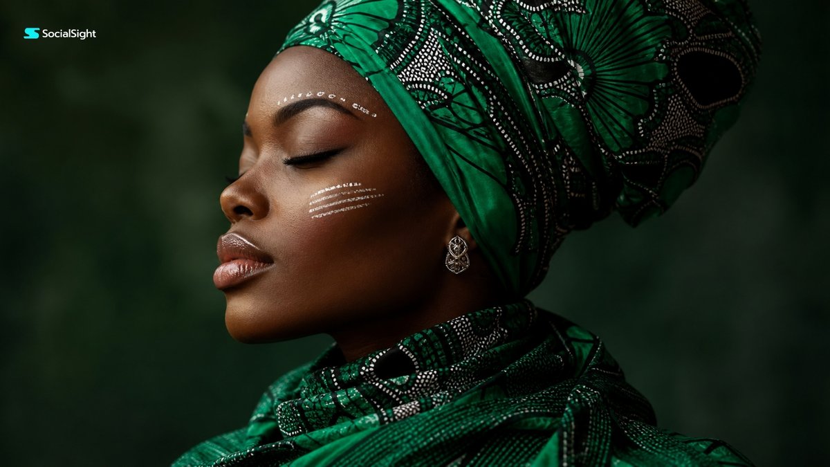 AI image generated from the “Emerald Headwrap Editorial Portrait” prompt