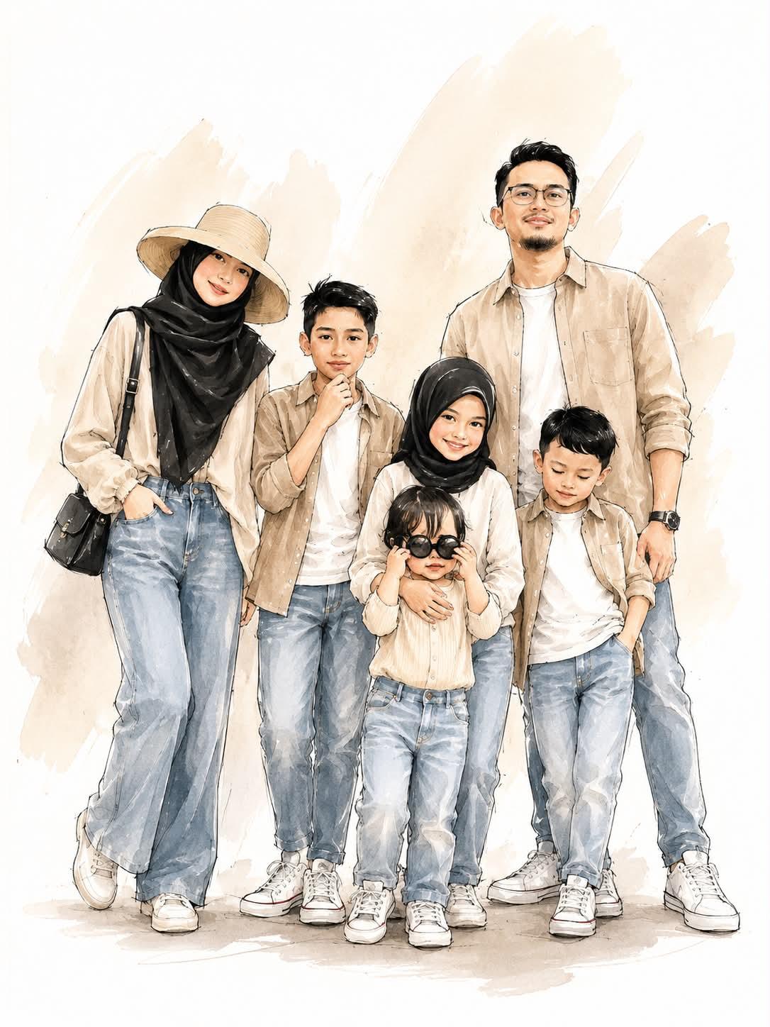 AI image generated from the “Family Watercolor Fashion Sketch” prompt