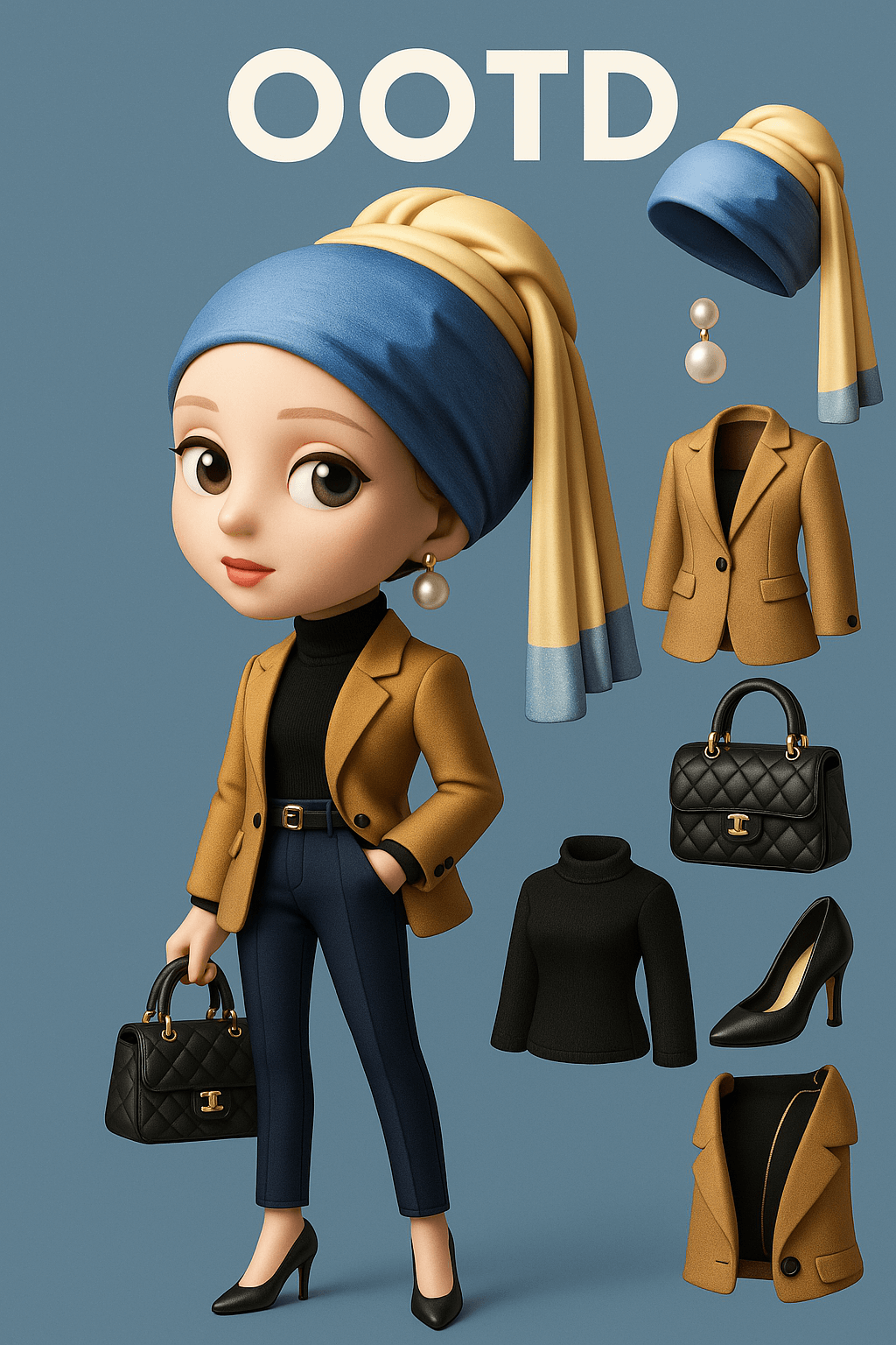 AI image generated from the “Famous Painting Characters OOTD” prompt