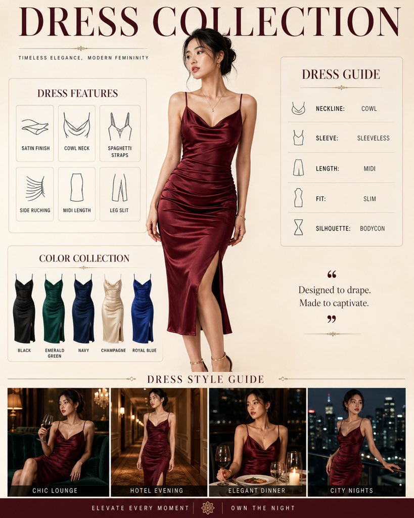 AI image generated from the “Fashion Dress Collection Infographic” prompt
