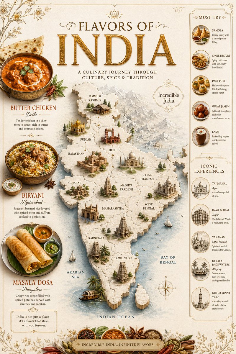 AI image generated from the “Flavors of India Travel Infographic” prompt