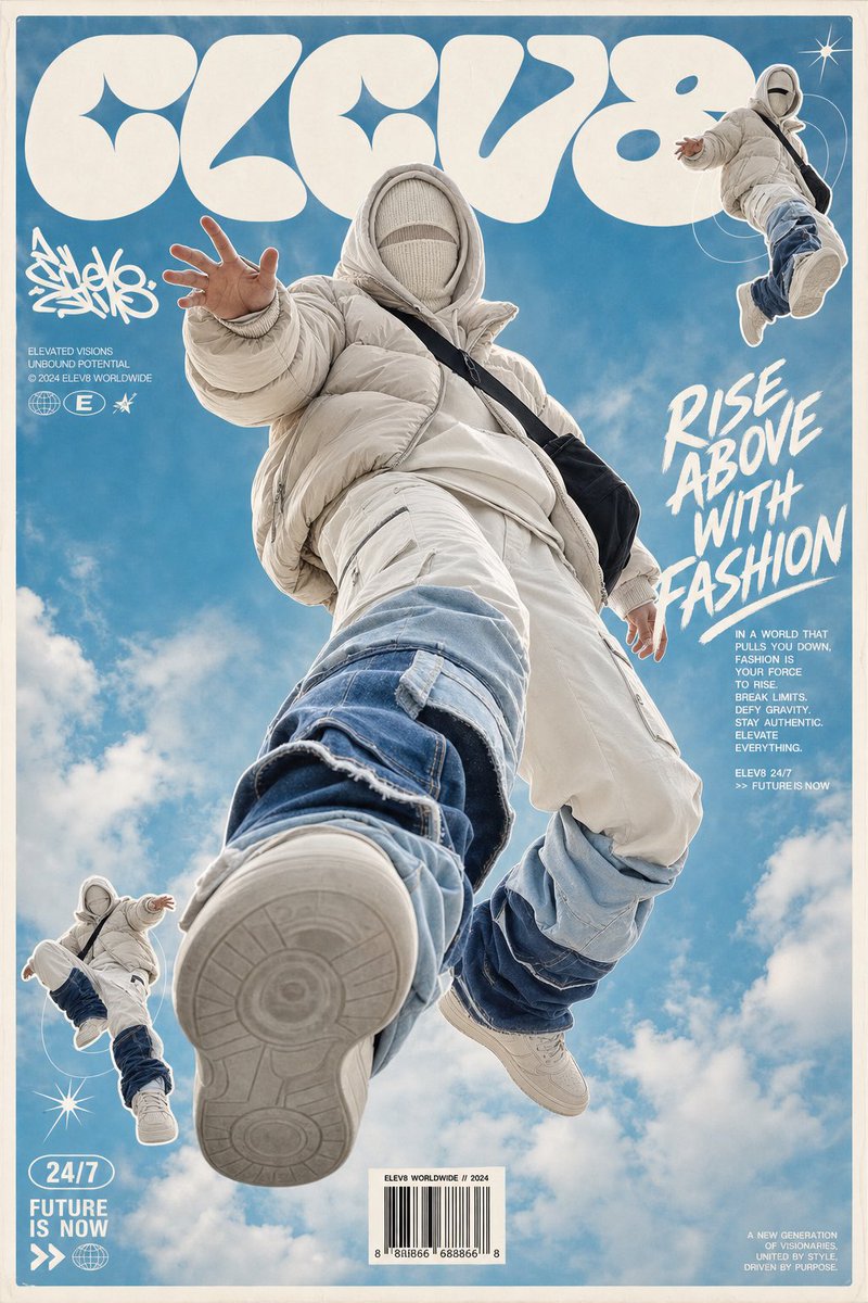 AI image generated from the “Floating Streetwear Fashion Poster” prompt