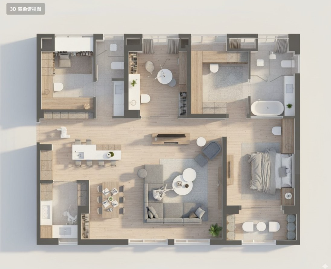 AI image generated from the “Floor Plan 3D Render” prompt