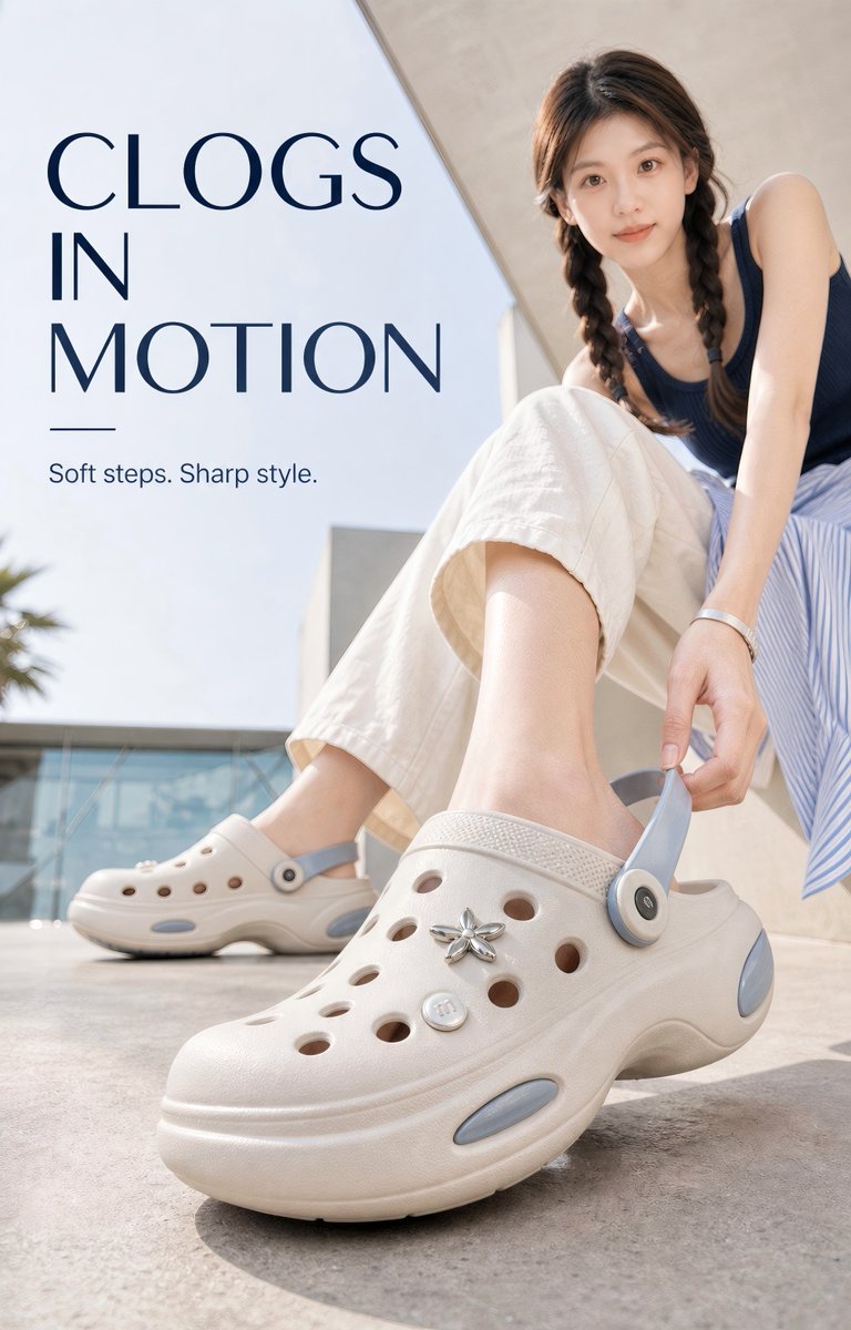 AI image generated from the “Foam Clogs Ad Poster” prompt