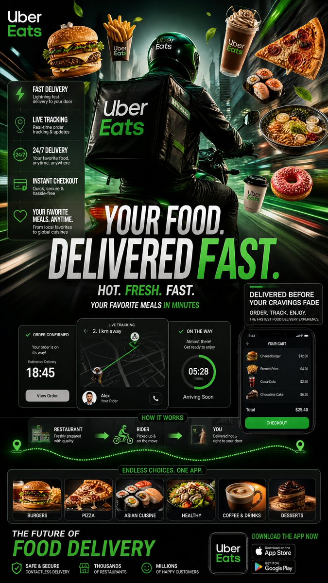 AI image generated from the “Food Delivery Cinematic Infographic” prompt
