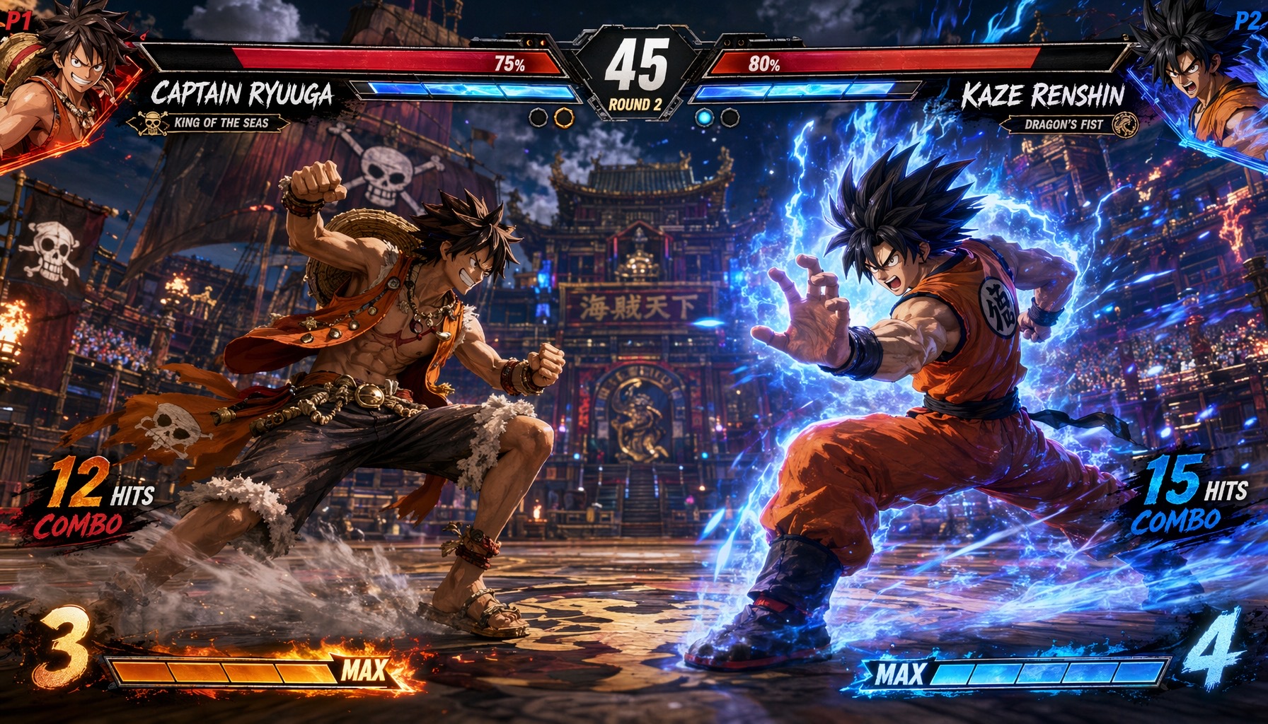 AI image generated from the “Game Screenshot - Anime Fighting Game: Captain Ryuuga vs Kaze…” prompt