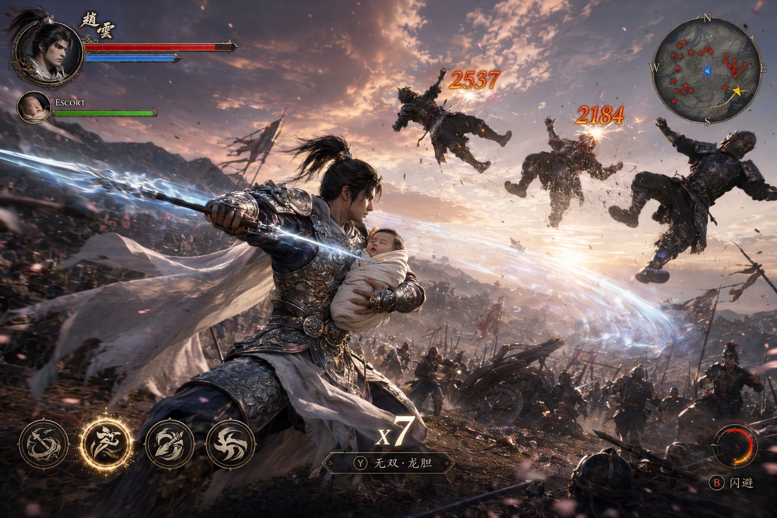 AI image generated from the “Game Screenshot - Three Kingdoms ARPG: Zhao Yun's Cradle Escape at…” prompt