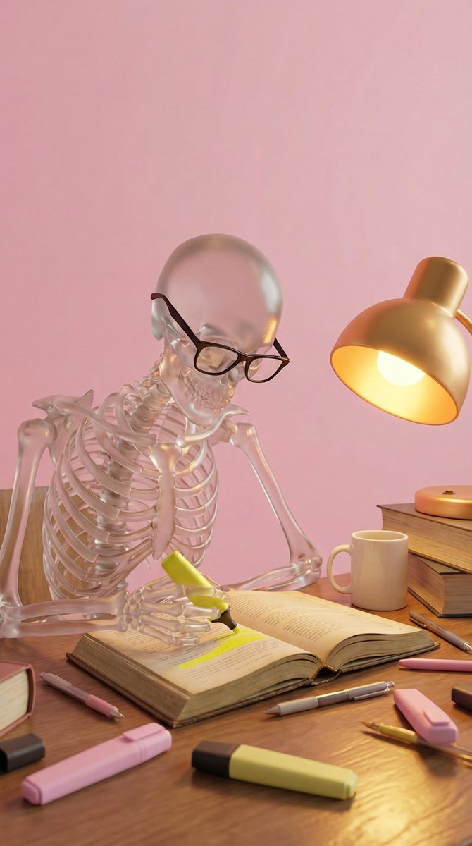 AI image generated from the “Glass Skeleton Study Desk” prompt